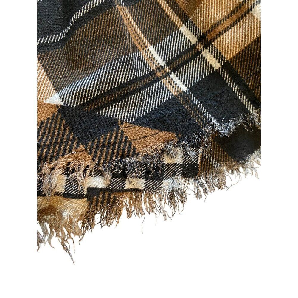 Cato Women’s M Tunic Dress Patchwork Plaid & Leopard Print Frayed Hem Boho Artsy - Picture 11 of 14